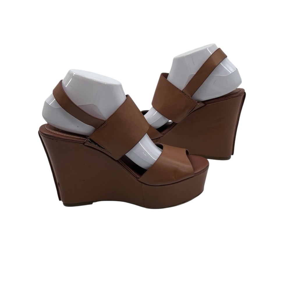 Steve Madden Brown Seemed Wide Strap Wedge Platform Sandals Size 9 Women’s
